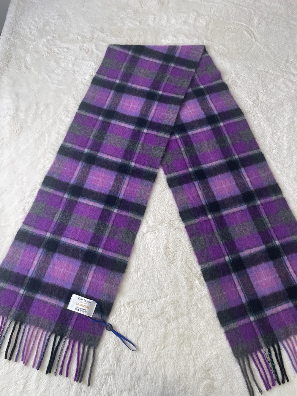 Edinburgh Cashmere Purple Plaid Scarf
